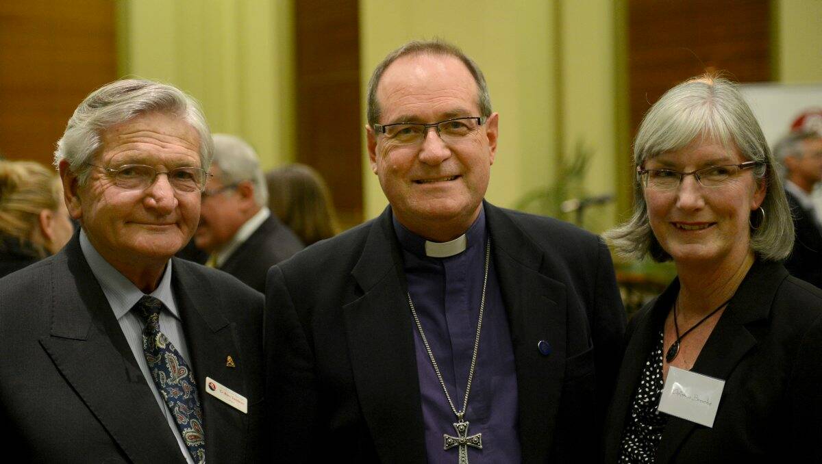 Supportive: Bishop Andrew Curnow (centre).