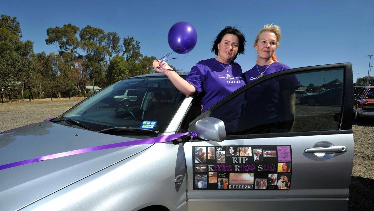 IN MEMORY: Lee Moss and Kirra’s mother Simone Anstee at the Cruise for Kirra event on Sunday.  Picture:JULIE HOUGH