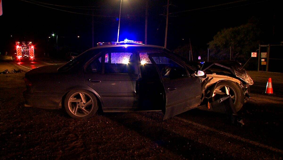 WRECK: The L-plater’s sedan after crashing in North Bendigo on Tuesday night. Picture: Apex Imagery