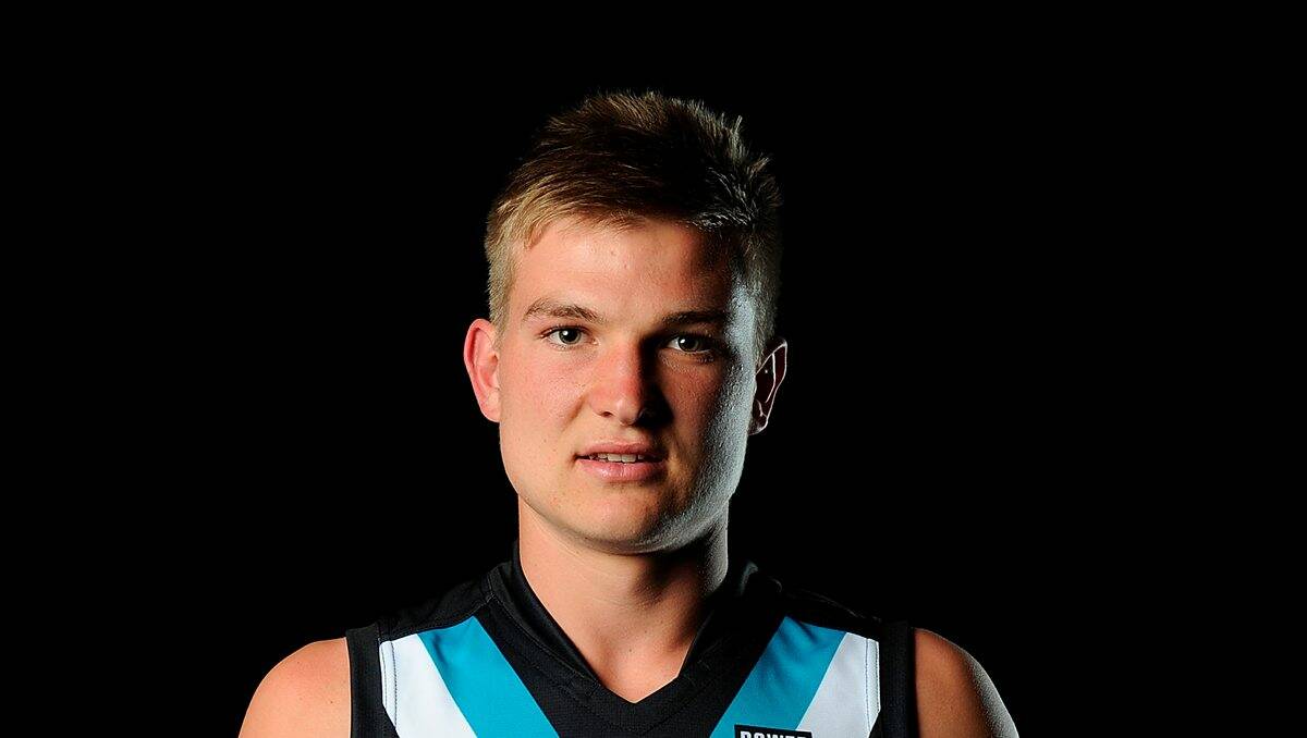 Oliver Wines after being drafted to Port Adelaide during the 2012 AFL Draft at the Gold Coast Exhibition Centre. Picture: Getty Images