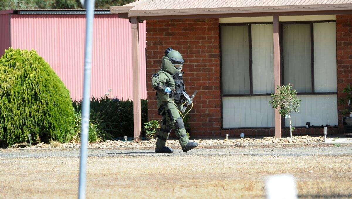 EXPERT: A bomb technician was called in to detonate the bomb after similar attempts by the robot failed. Picture: Jodie Donnellan