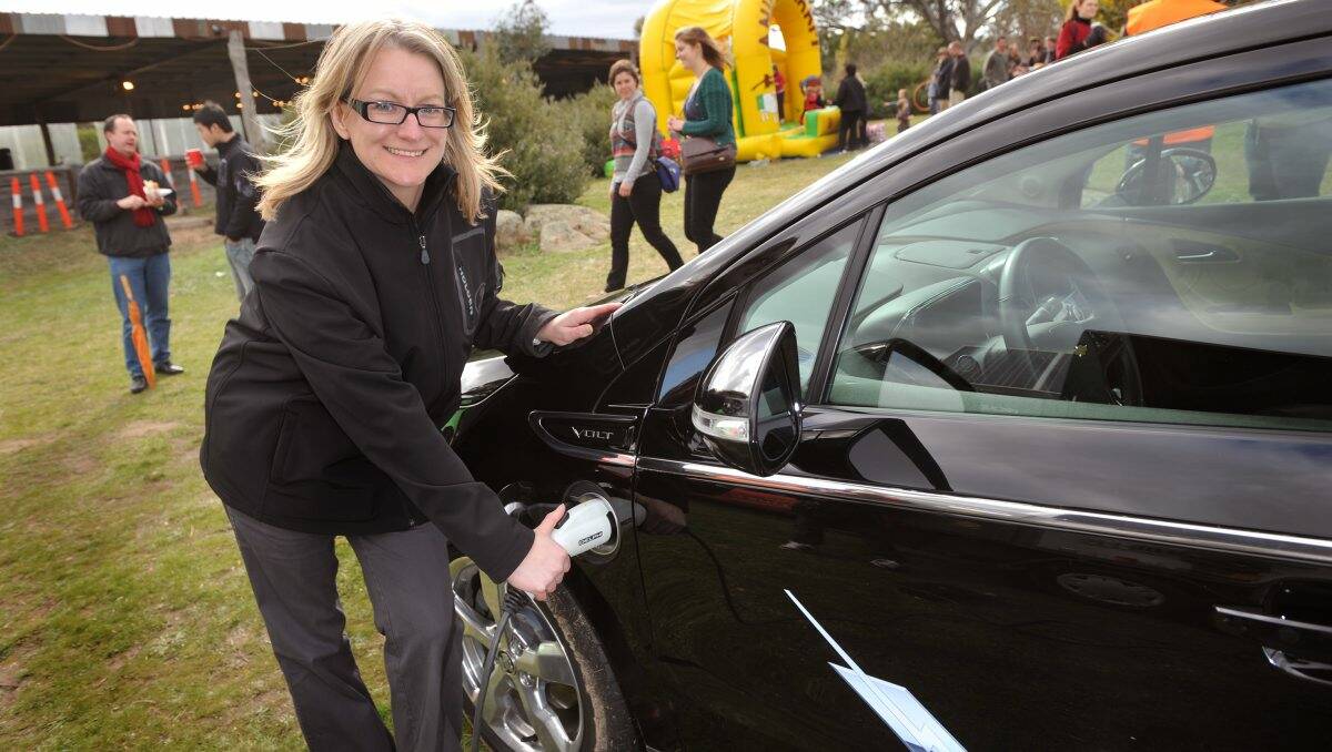 Powerful: Anthea Matthews with the new Holden Volt electric powered demo car. Picture: JULIE HOUGH