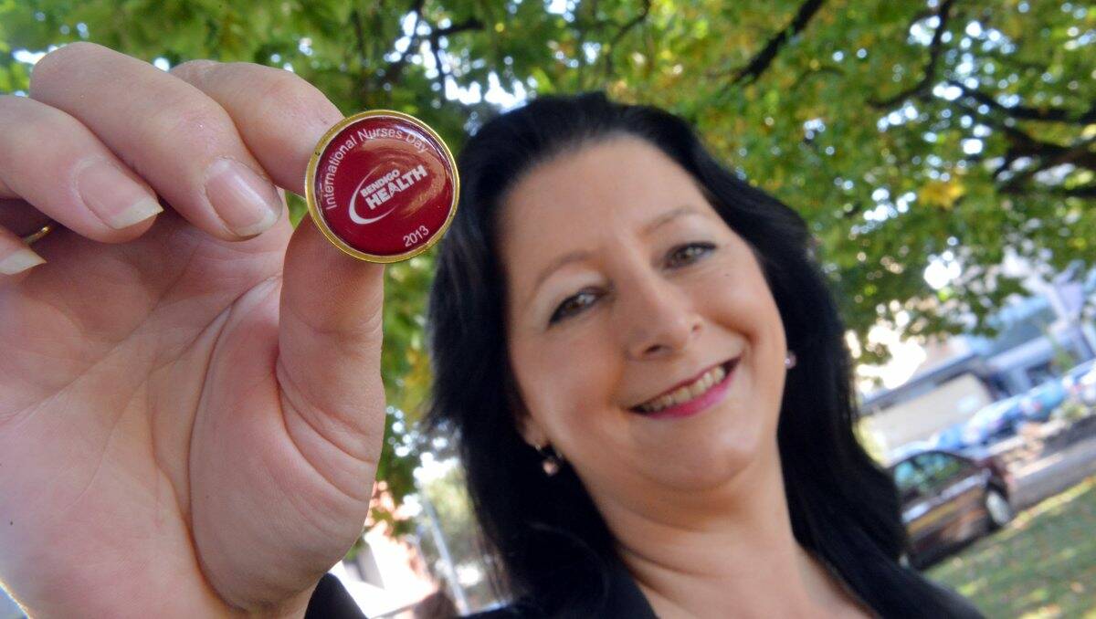 RECOGNISED: Bendigo Health nurse Jenny Flett with her International Nurses Day lapel pin. 