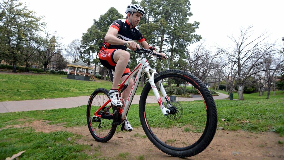 GEARED UP: Max Kettle warms up for Bendigo Mountain Bike Club’s six-hour race this weekend.    Picture: JIM ALDERSEY 