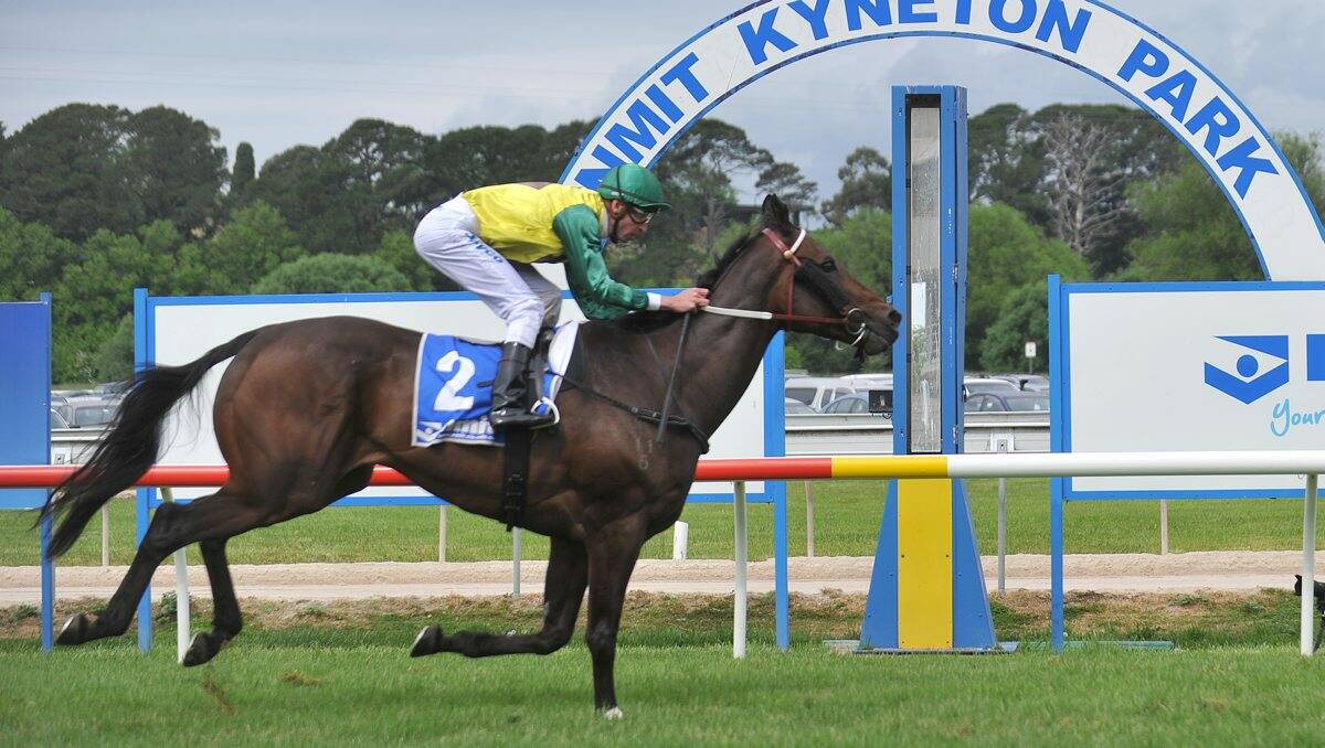 Streets Away cruises to victory in the Kyneton Cup. Picture: JODIE DONNELLAN