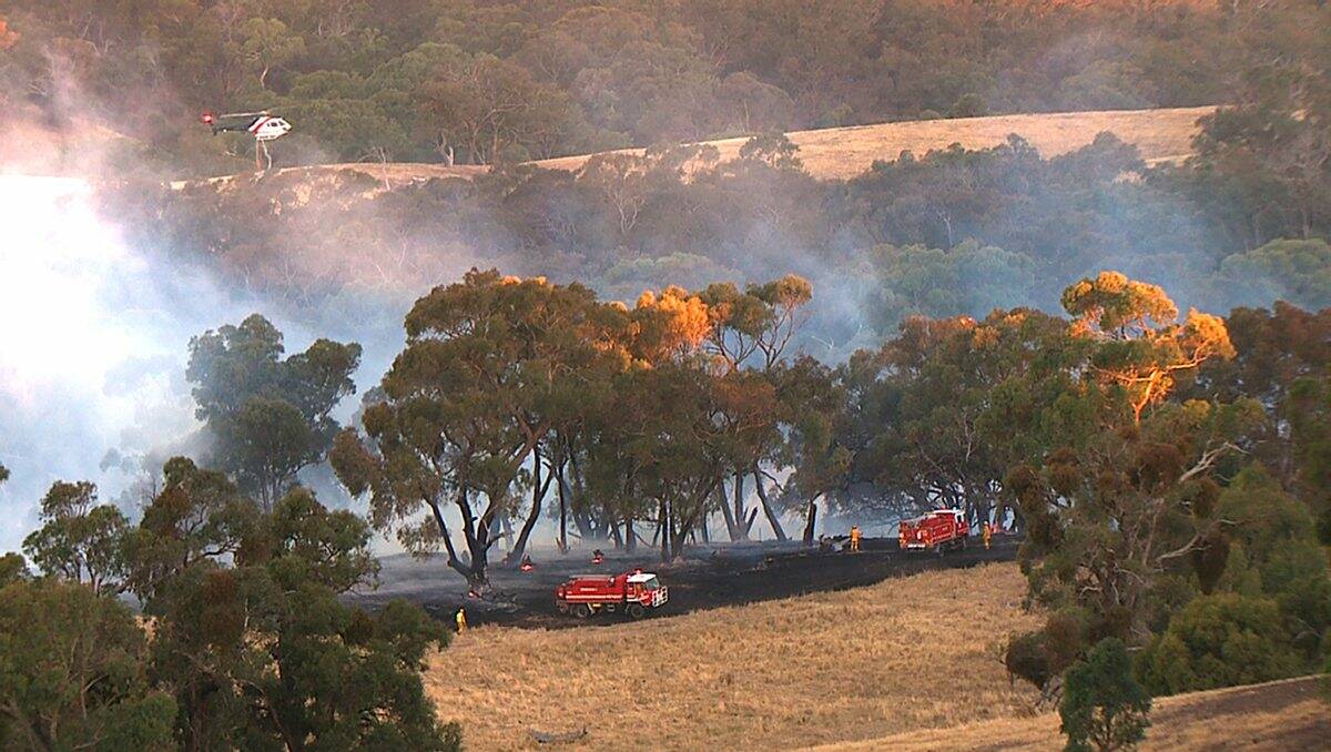 BLAZE: The grass fire at Metcalfe is believed to have been started by a campfire. Picture: APEX IMAGERY 