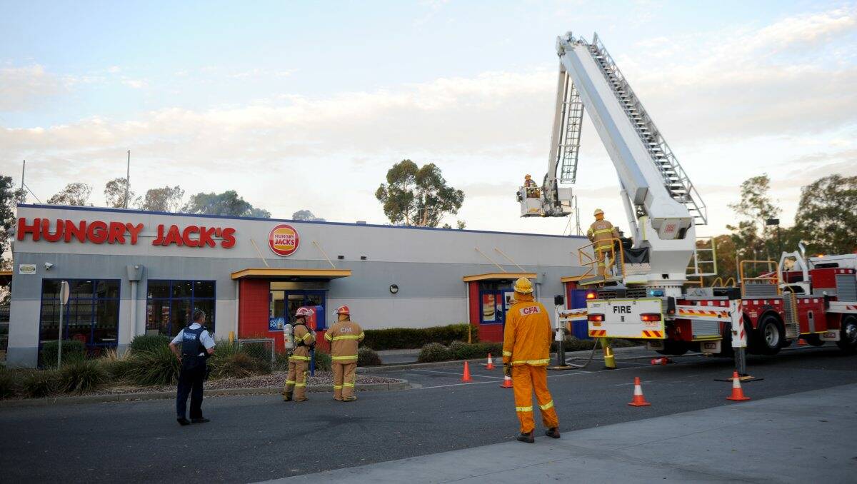 Ceiling fire contained at Hungry Jacks