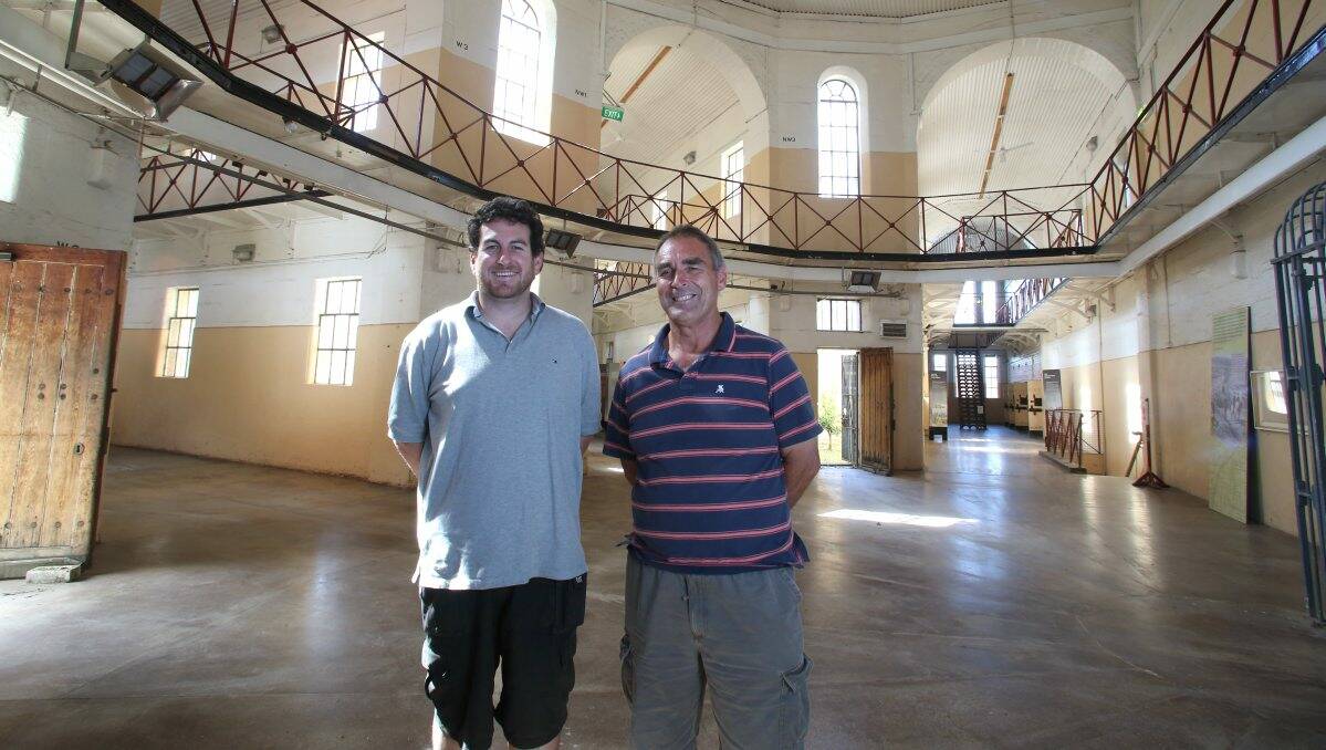 HISTORY: Castlemaine Gaol developers Callum McClure and Don Culvenor talk through plans for the Old Castlemaine Gaol, which has been vacant since CVGT ended its lease in 2010. Picture: Peter Weaving