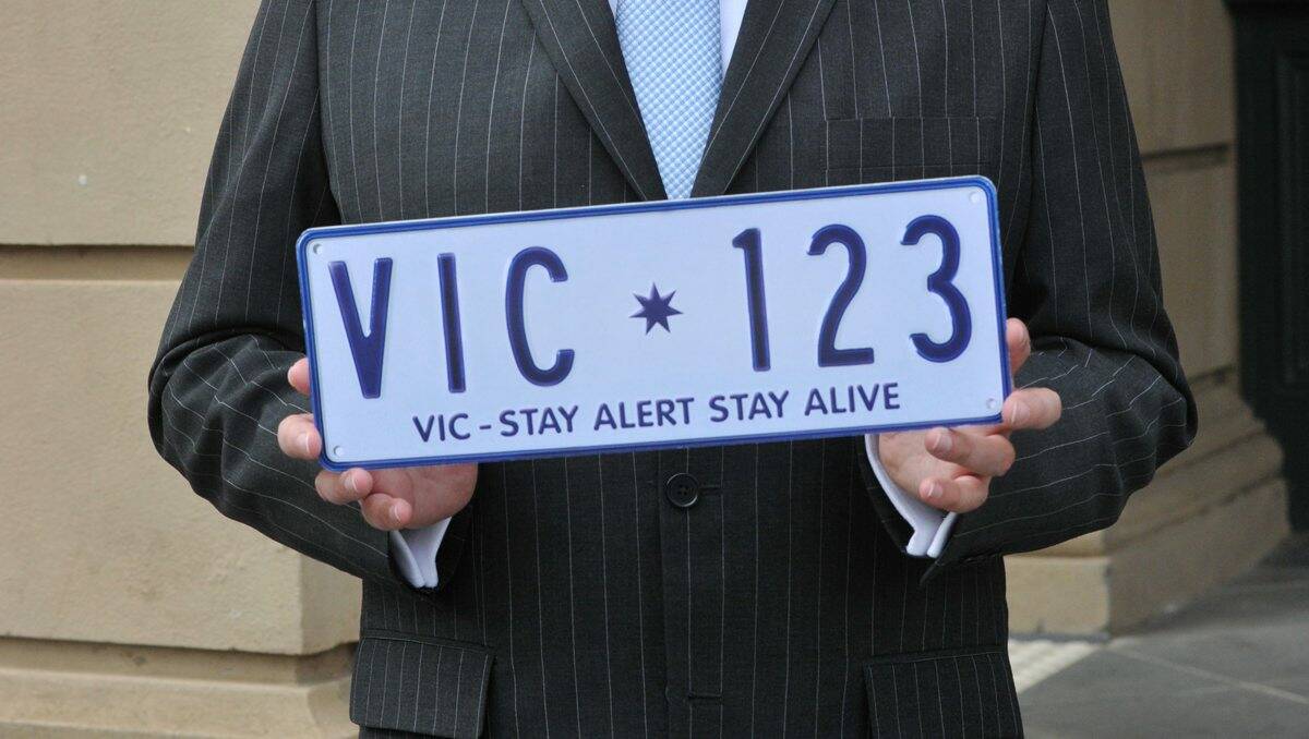 Victoria's new number plate urging drivers to "stay alert, stay alive" on our roads.  Picture:  Jodie Donnellan