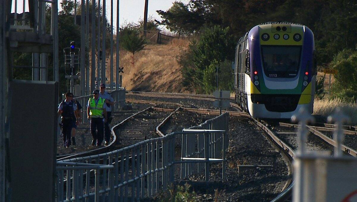 INVESTIGATION: Police at the scene of yesterday’s incident at Kyneton railway station that claimed the life of a 30-year-old Bendigo man.  Picture: APEX IMAGERY