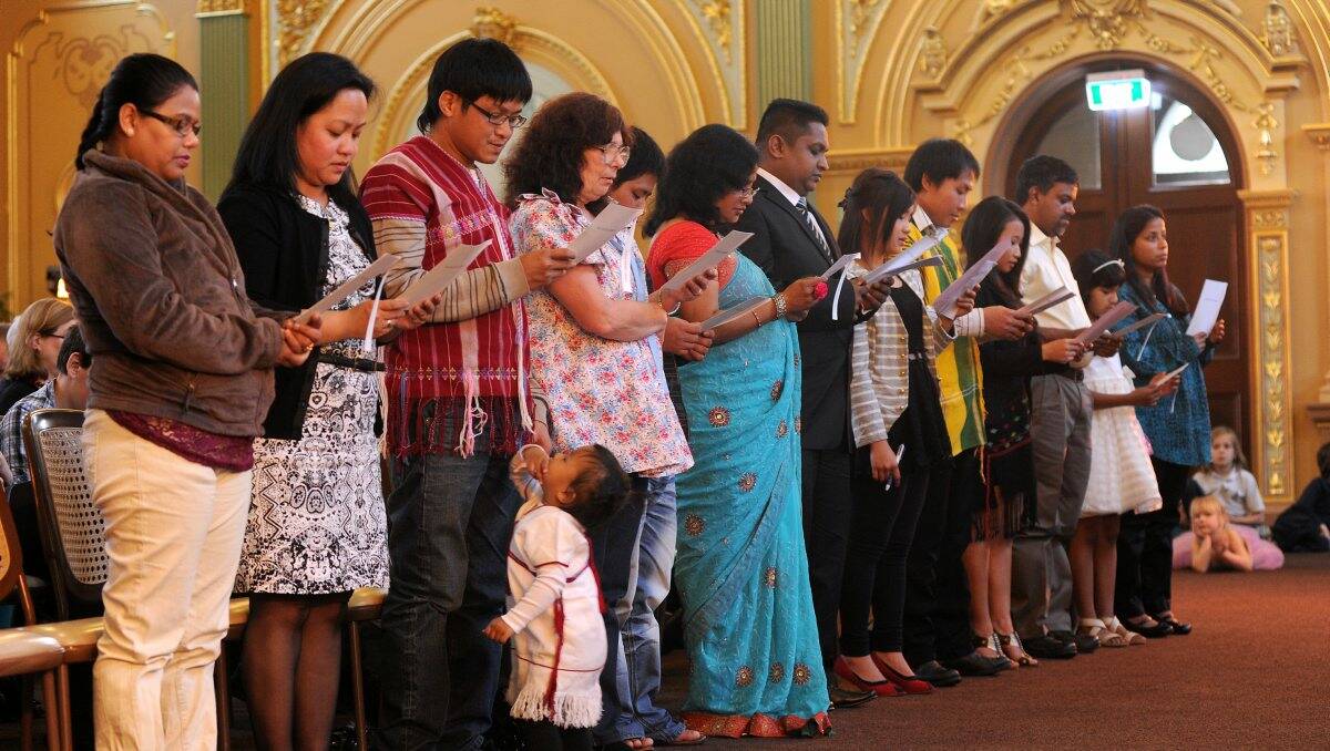 PROUD DAY: Twenty-seven people became Australian citizens at an Australian Citizenship Day ceremony in Bendigo last night, held by the City of Greater Bendigo. Picture: Peter Weaving