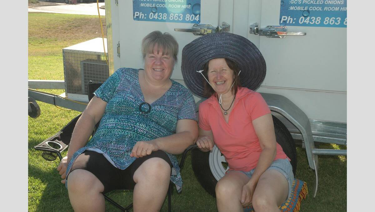 Enjoying Australia Day at Solomontown Beach were Linda Haggard and Deidre Marshall.