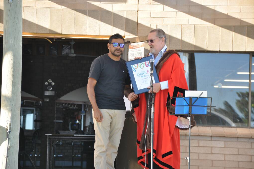 YOUNG CITIZEN: Ceduna mayor Allan Suter awarded the Young Citizen of the Year to Brandon Willis.