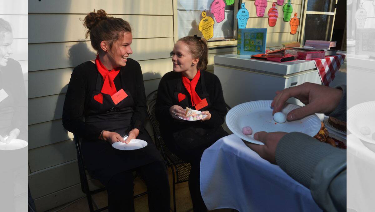 Australia's Biggest Morning Tea in Dingee at Falls Farm. helpers Julia Twigg and Grace Edwards. Picture: BRENDAN MCCARTHY
