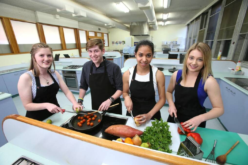 Year eleven students Jessica Gallagher, Cody Browne, Tasiana Michie and Keely Watson. Picture: Peter Weaving
