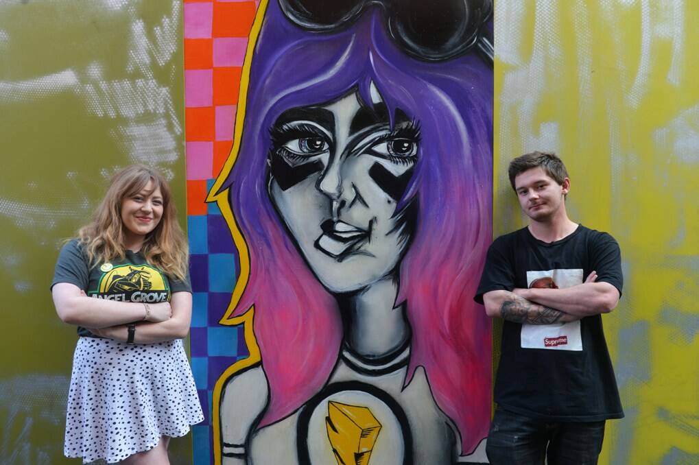 Artists Maddison Pannowitz-Saville and Jake Hicks at the opening. 