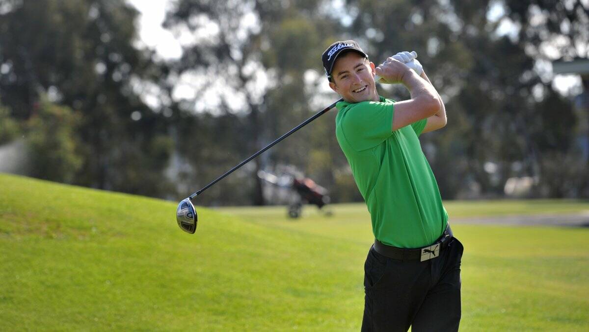 DRIVING ON: Kris Mueck during a practice round at the Neangar Park course. 