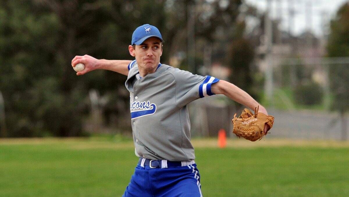 WINNER: Falcons pitcher Sheldon Christie was a solid contributor in the grand final.