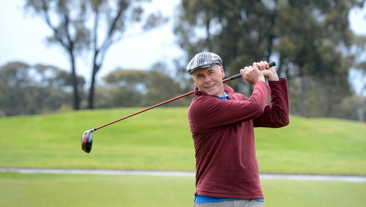 DRIVING ON: The in-form Michael Paterson tees off during practice at the Neangar Park Golf Club course near Eaglehawk. Picture: JIM ALDERSEY