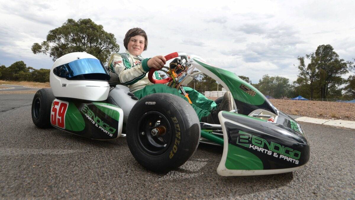 HOME-TRACK ADVANTAGE: Cory Arnett will be aiming to have a successful run at this weekend’s Victorian Closed Karting Championships on the Bendigo Kart Club’s track on Marong Road. Picture: JIM ALDERSEY