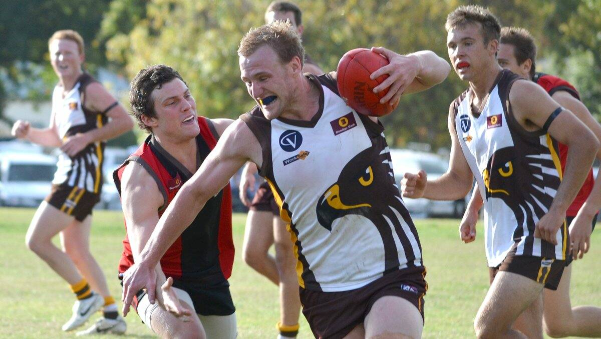 Huntly's playing coach Stacy Fiske has led the way for the Hawks this year. Picture: MATT NICHOLLS