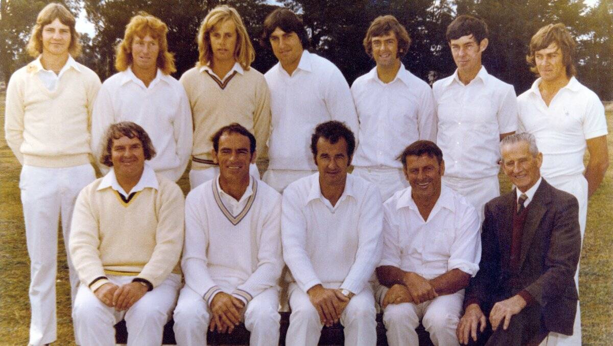 1977 EVCA premiers: Back: Phil March, Peter Somerville, Neil Bowles, Barry Turner, Ken Yates, Geoff Shaw, Ross Somerville.  Front: John Little, Laurie Dempsey, Neville Johnston (c), Ron Somerville, Don Sinclair (past president). Picture: SUPPLIED