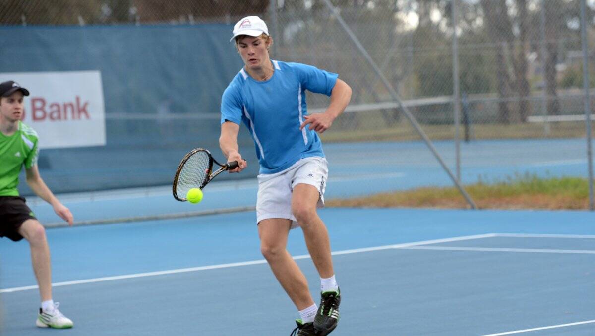 FOREHAND DRIVE: Fraser McCarthy hits another winner for BLTC Rising Sun. Picture: JIM ALDERSEY