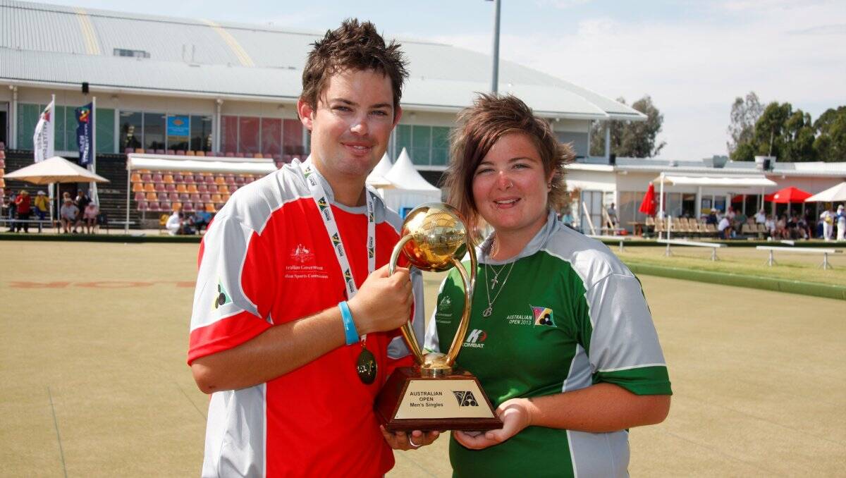 VICTORIOUS: Bowls champions Aaron Wilson and Lisa Phillips ruled Darebin’s greens in yesterday’s finals.  Picture: BOWLS AUSTRALIA