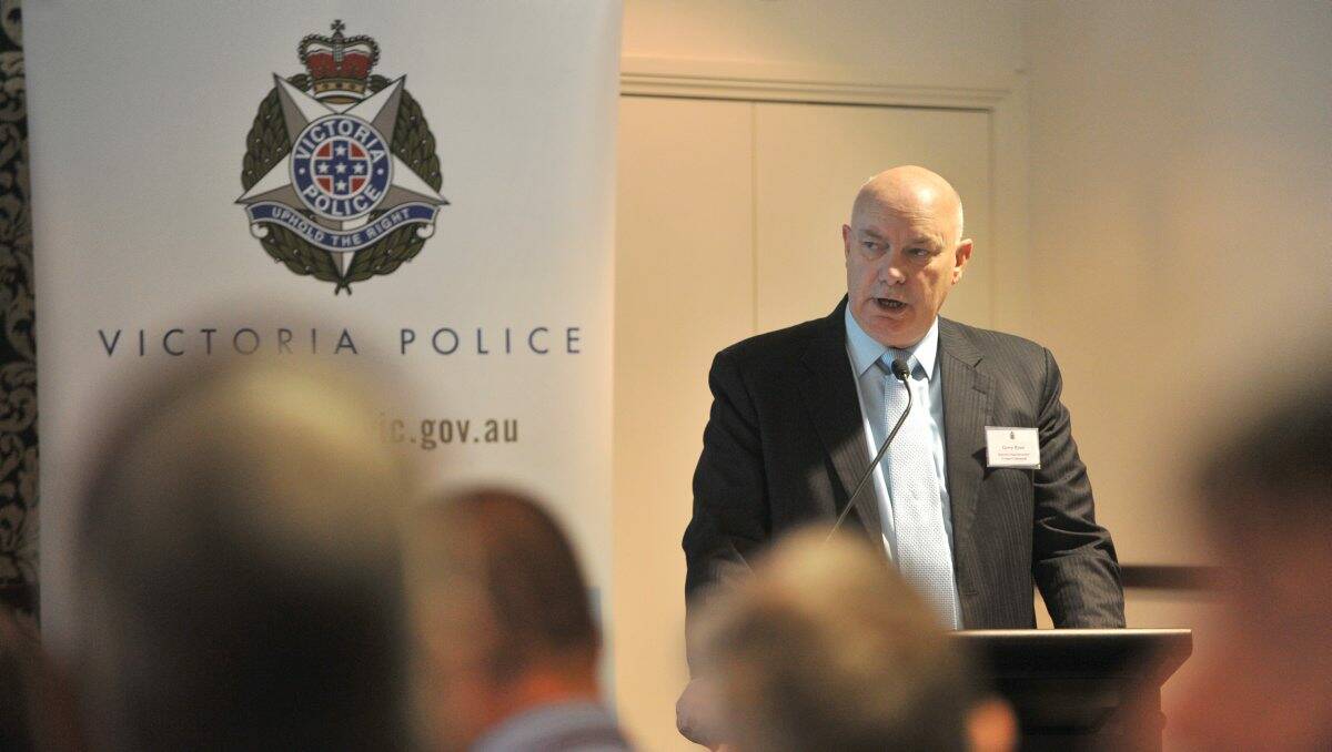Detective Superintendent Gerard Ryan speaks at the conference at Bendigo’s All Seasons Quality Resort. 