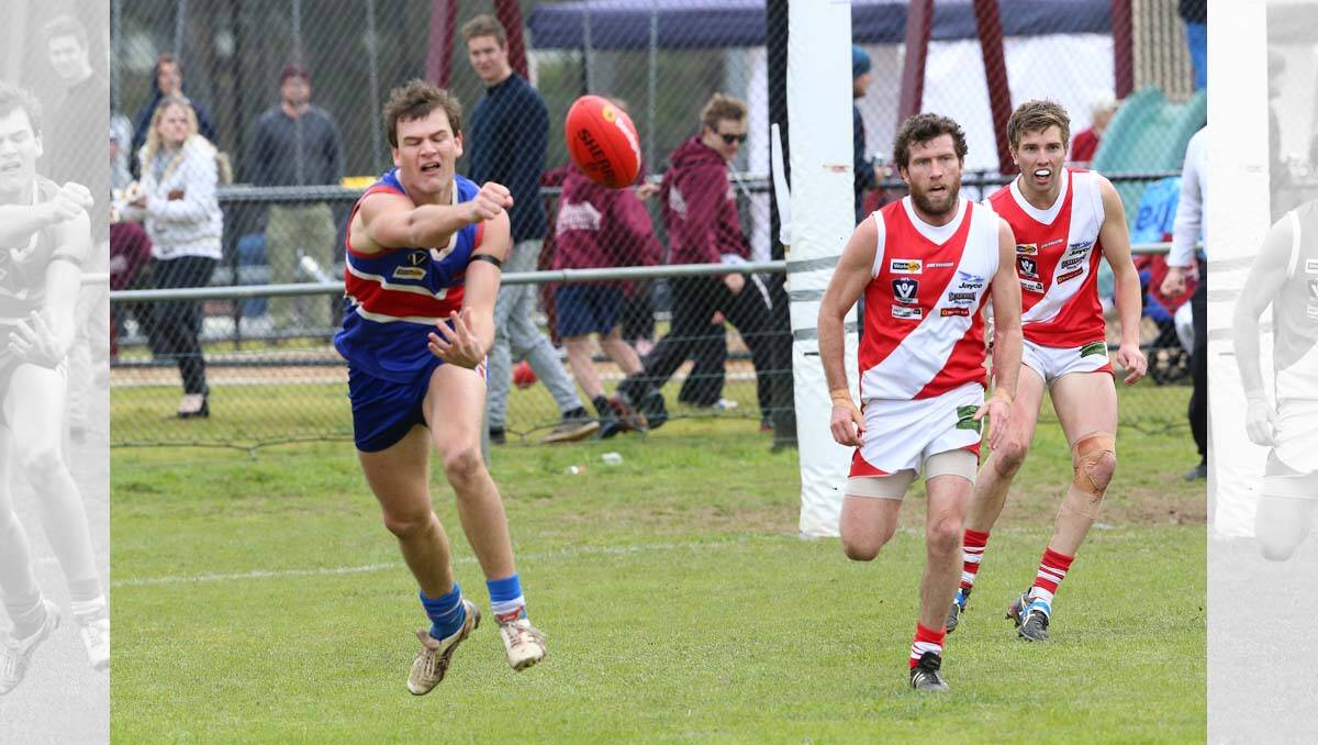 Footy action from qualifying finals, Bridgewater V Pyramid Hill at Newbridge Recreation Reserve. Picture: Peter Weaving