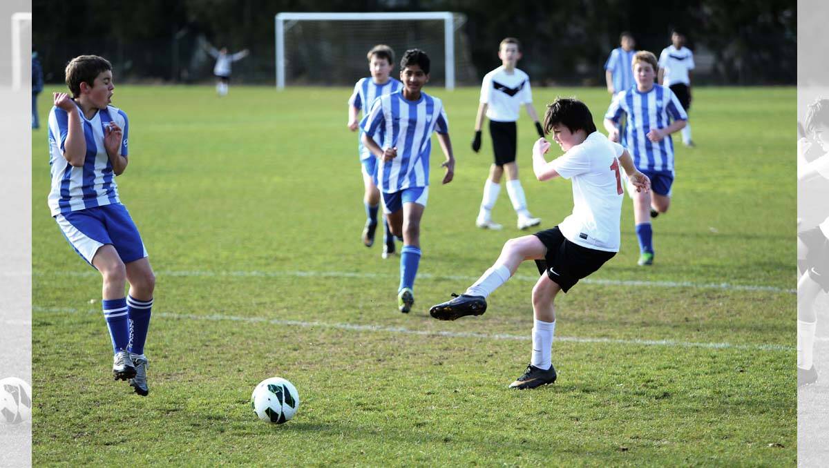 Under-14 soccer action - Golden City  v Strathdale Jets.  Picture: Peter Weaving