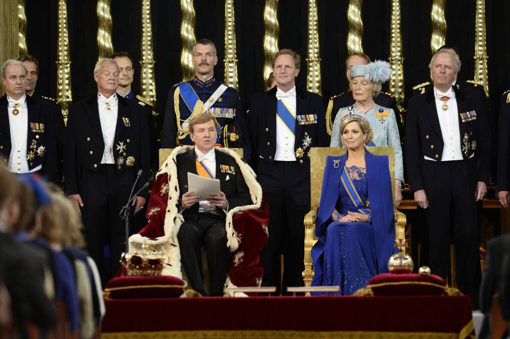 HM King Willem-Alexander of the Netherlands speaks beside HM Queen Maxima of the Netherlands. Photo by Lex Van Lieshout - Pool/Getty Images