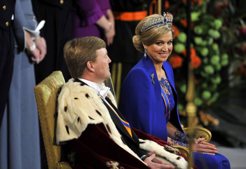 King Willem-Alexander, Queen Maxima during the inauguration ceremony for King Willem-Alexander of the Netherlands at Nieuwe Kerk. Photo by Frank Van Beek - Pool/Getty Images