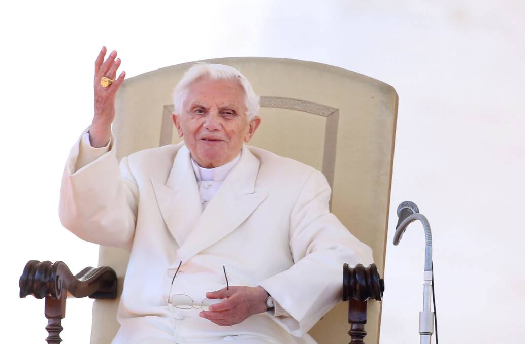Pope Benedict XVI waves to the faithful gathered in St. Peter's Squareduring his final general audience in Vatican City. Photo by Franco Origlia/Getty Images