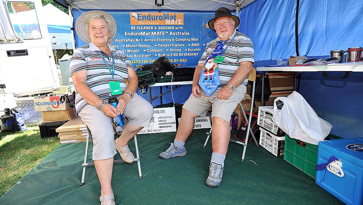 Maurice and Moya Randall travelled from Woodstock in NSW with their stand. They are pictured having a well earned break. 