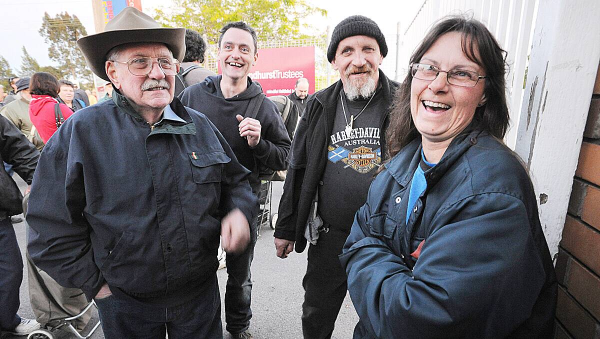 Gary and Ivan Tishler with Kenny and Joanne Ward, of Korumburra arrived 4am to be first through the gates.