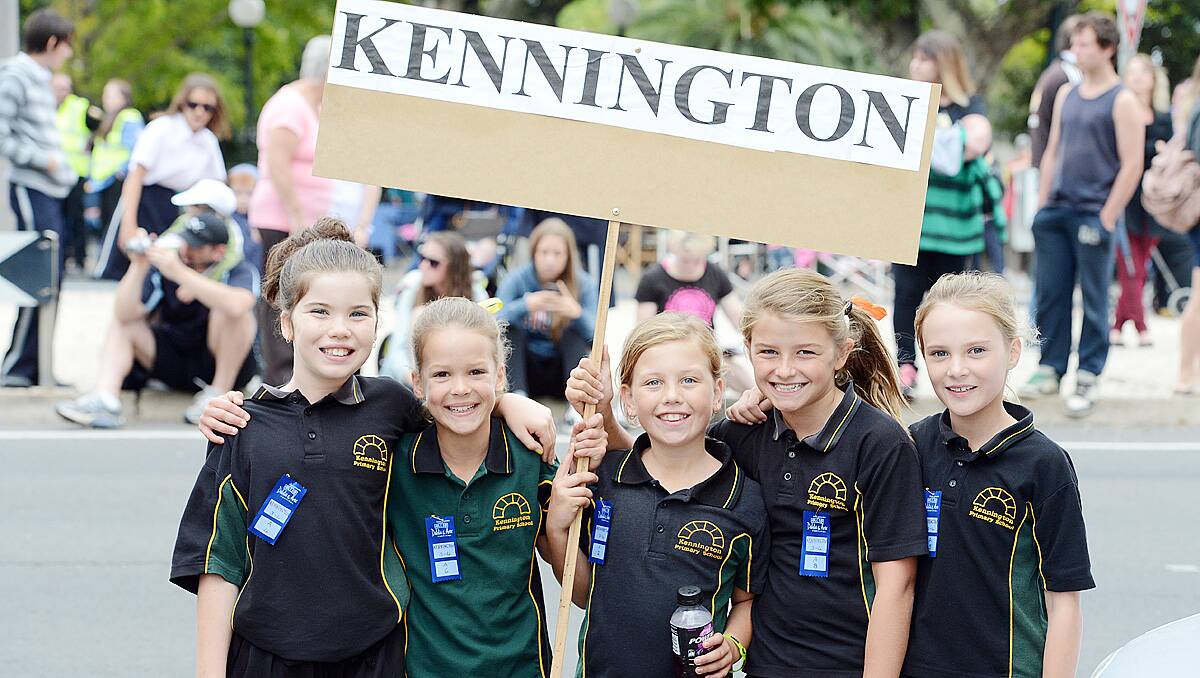 Winners of the Grade 3/4 girls relay of Michaela McLeod, Elka Barnett, Georgia Waterman, Lucia Dyer, Jessie Jenkyn (Absent: Jade Donnelly and Aimee Griffiths)  from Kennington Primary. Picture: Jim Aldersey.