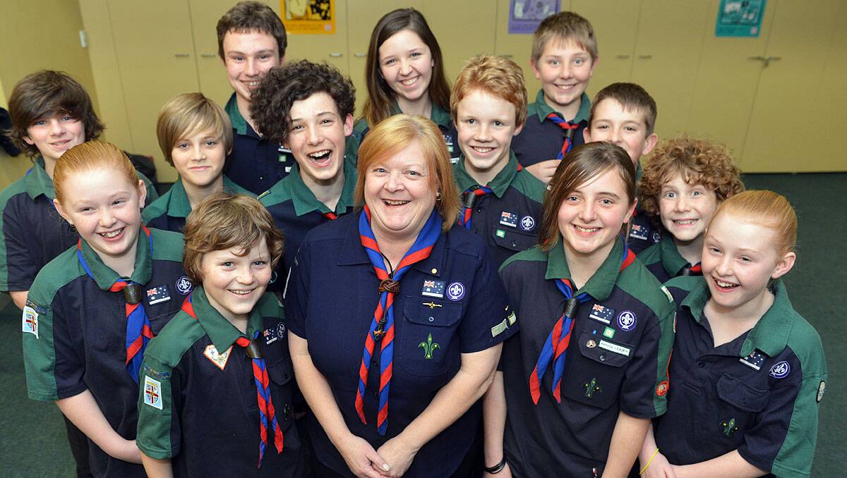 Beth McKerlie and her cubs of the First Bendigo Scout Group.
