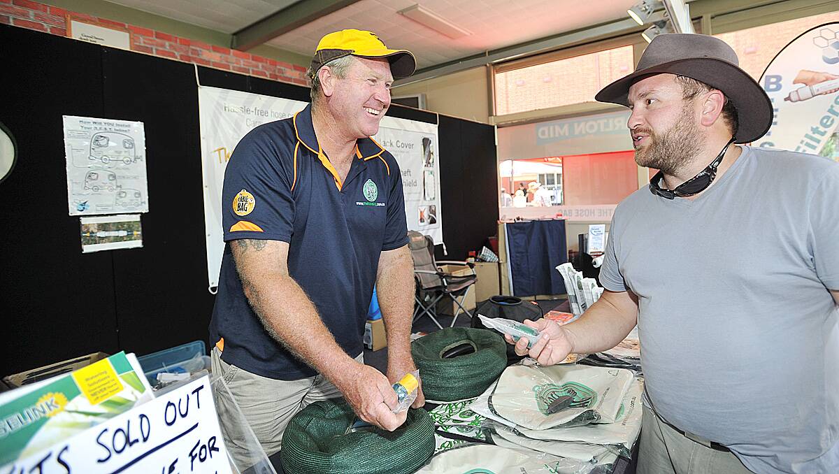David Miller from WA on his stand 'The Hose Bag''chats to Harcourt's Michael McLean