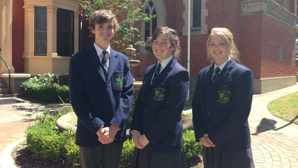 CCB students Harvey Duckett, Grace Hamilton and Alicia Giles all received ATAR scores of 98 and above. Picture: Jim Aldersey