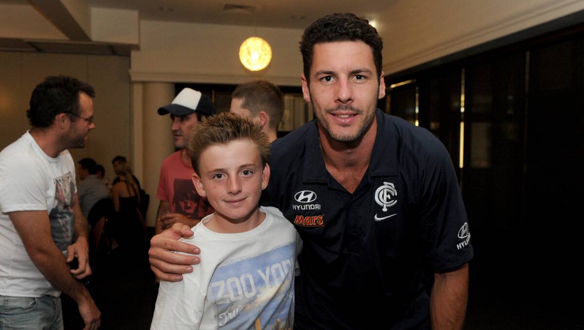 Carlton Dinner with the Stars at the All Seasons Resort. Billy Quirk with Simon White. Picture: Jodie Donnellan