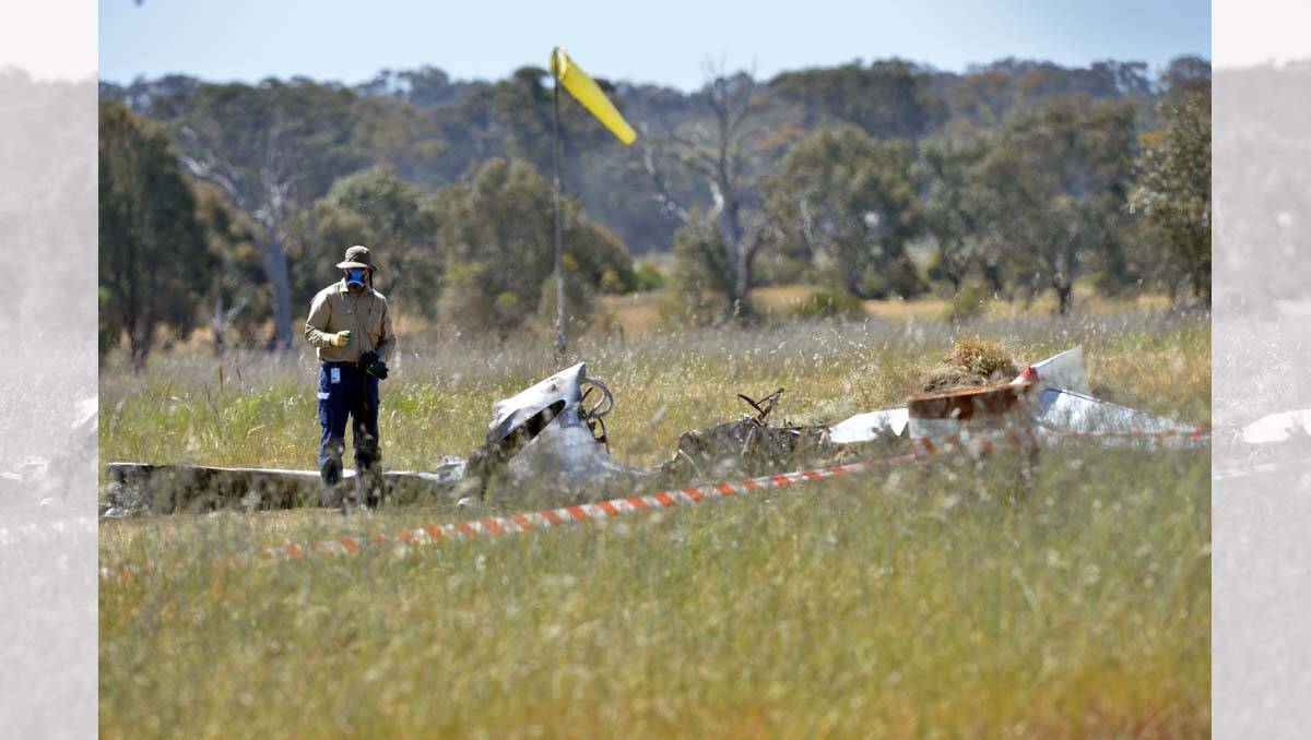 ATSB investigators at the site of a plane crash near Bendigo. Picture: Brendan McCarthy