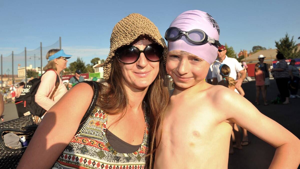 2013 Weet-bix Kids TRYathlon. Jacob Brown and his mum Donna. Picture: Julie Hough
