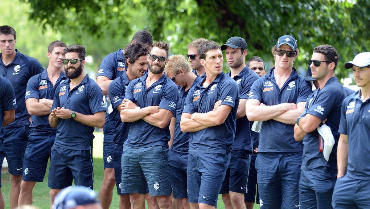 Carlton footballers are in Bendigo for a two-day community camp. Picture: Jim Aldersey
