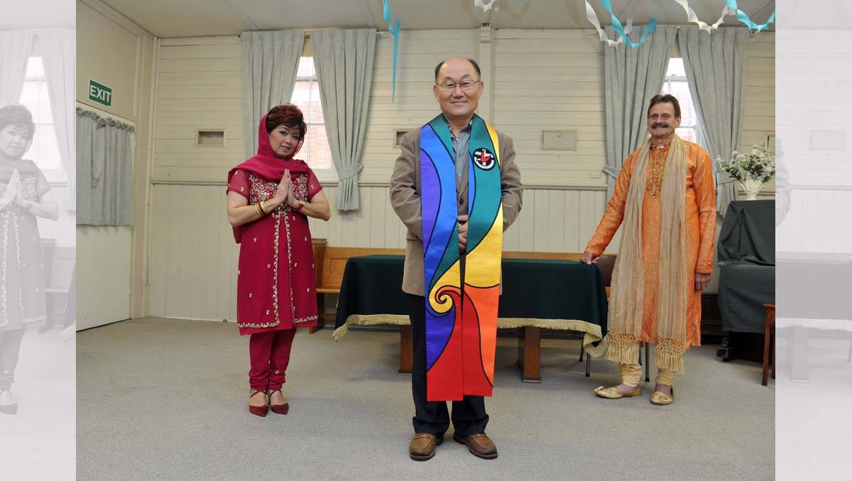 Cross Cultural Ministry worker for the Presbytery of Loddon Mallee Uniting Church Youn Kim (centre) with Etty and James Lerk. Picture: Julie Hough