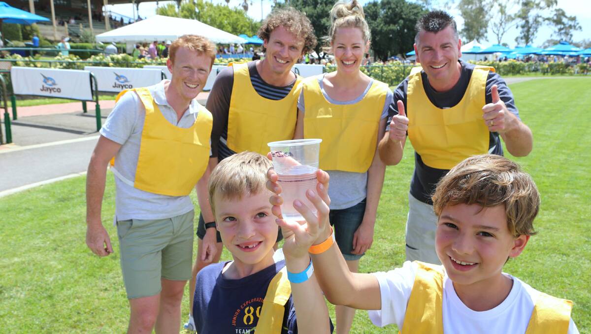 Marong Cup 2013. Xavier Carter and Jack Craig (holding the cup of water) and Luke Crameri, Cameron Carter, Sarah Carter and Nic McTaggart. Picture: Peter Weaving