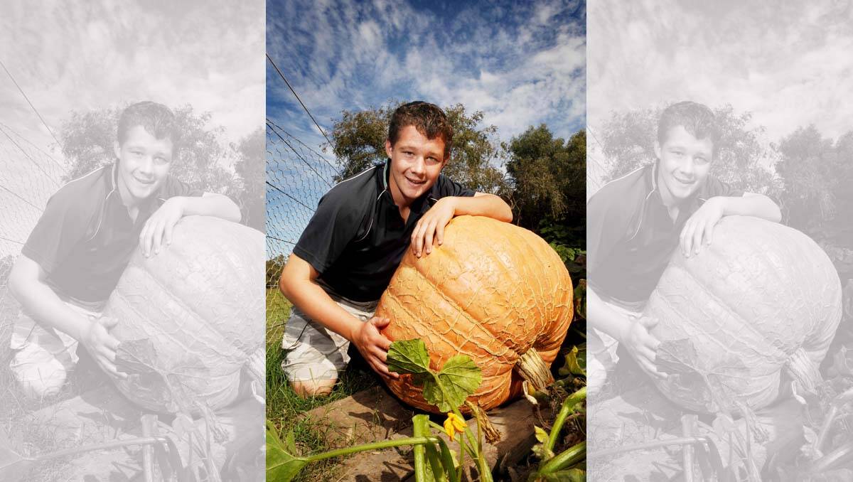 Christopher Browne grew a giant pumpkin. Picture: Julie Hough