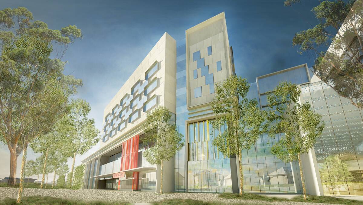 An artist impression of the new Bendigo Hospital. Drought Street entrance two. Picture: Supplied