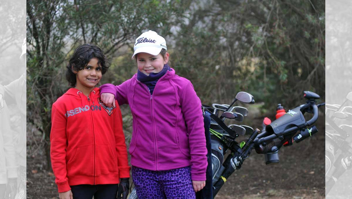 Junior Golf Tournament at Neangar Park Golf Course. Caitlyn Mitchell from Neangar Park GC and Mikala McNeill from Wedderburn GC. Picture: Julie Hough 