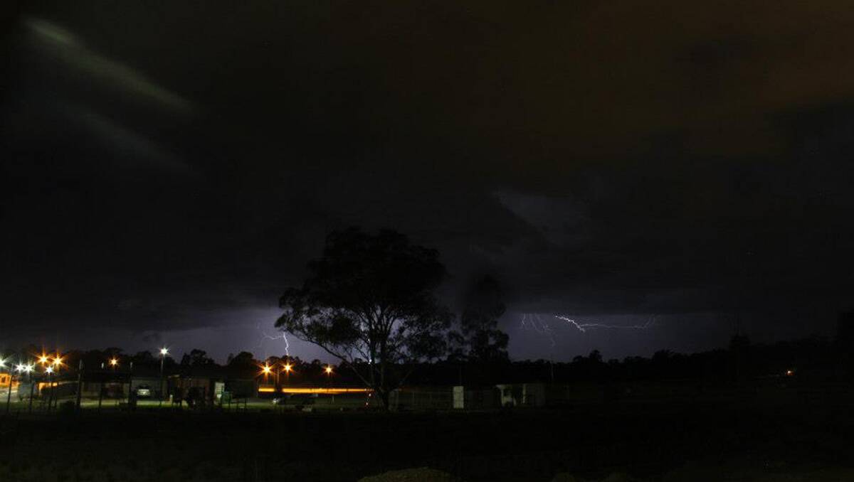 Lightning over Evergreen Waters, looking towards Epsom. Picture: Darren Logan